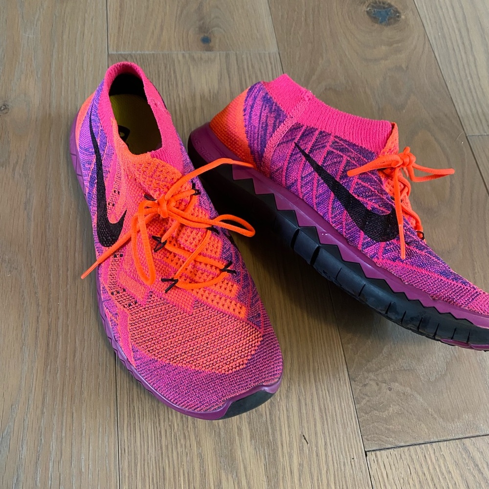 Nike, Women’s 8.5, orange, pink and purple